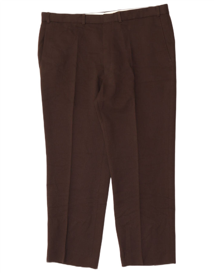 Marks & Spencer Pantalon de Costume Droit Homme W40 L29 Marron Polyester
