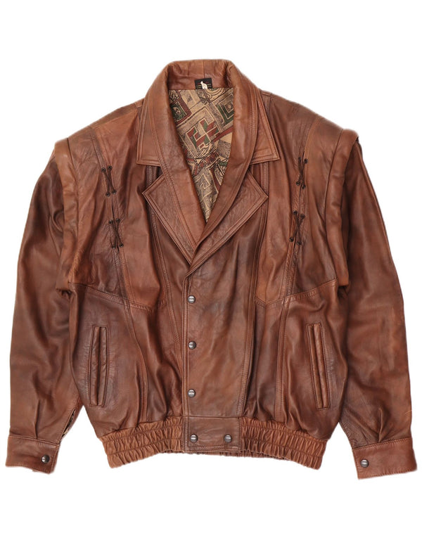 veste en cuir homme vintage UK 40 Grand cuir brun