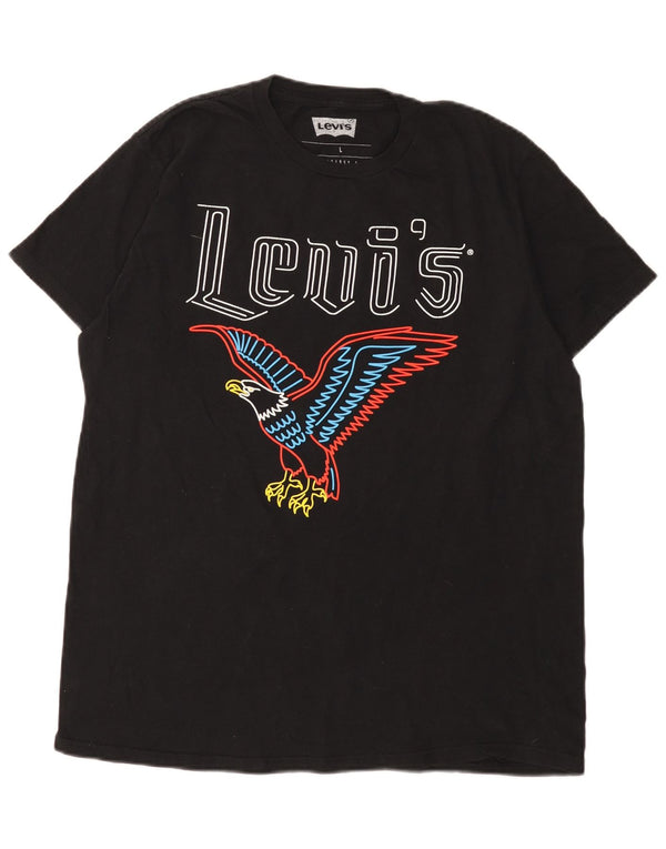 Levi's T-Shirt Graphique Homme Noir Large Coton