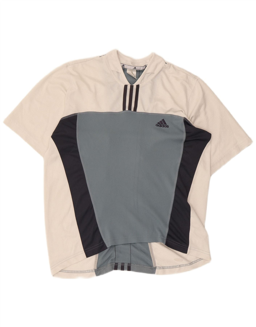 ADIDAS T-shirt pour hommes UK 40/42 Polyester color block blanc moyen