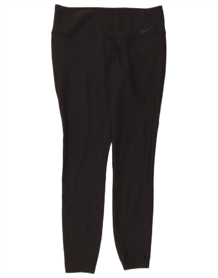 NIKE Womens Dri Fit Leggings UK 14 Medium Black Polyester