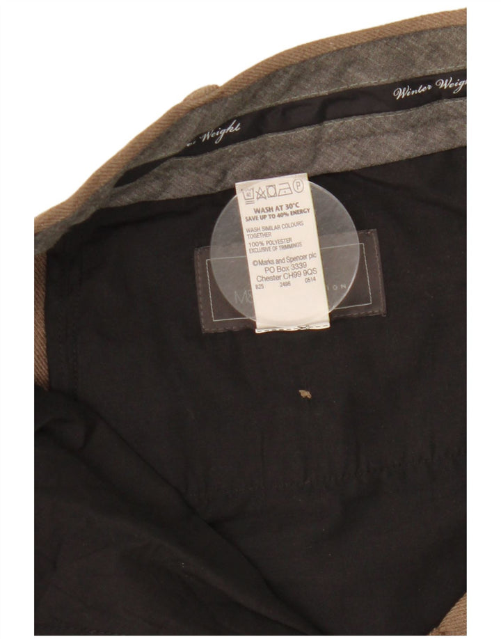 Marks & Spencer Pantalon Chino Coupe Regular Homme W42 L29 Marron Polyester