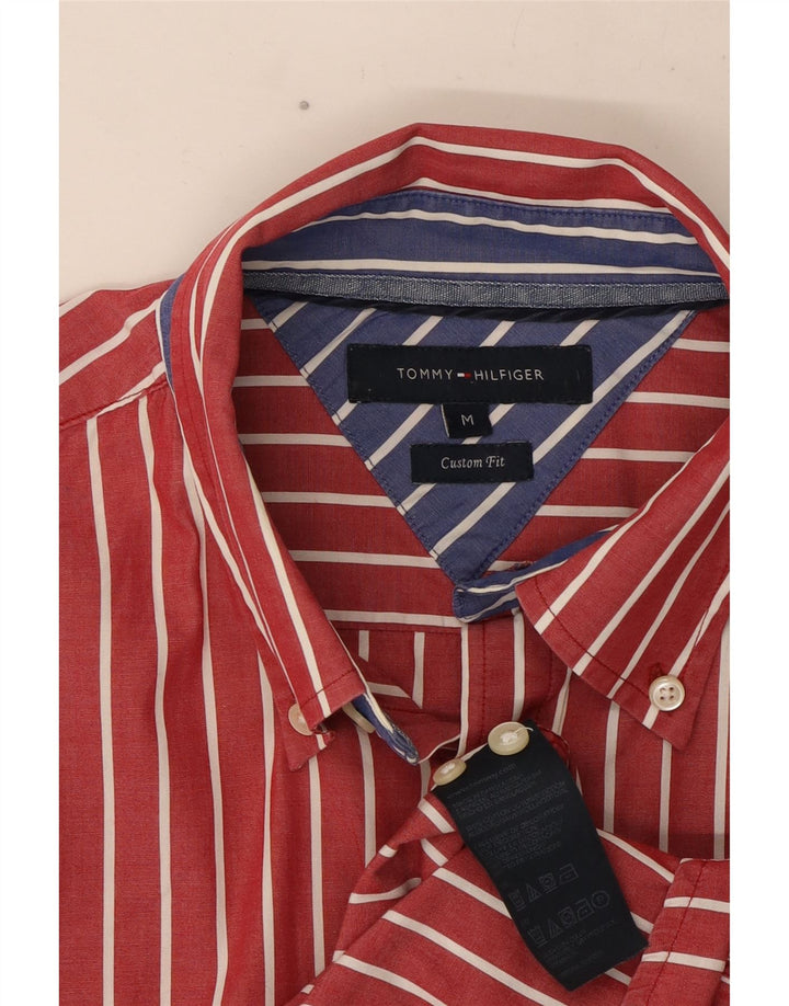 Tommy Hilfiger Chemise sur mesure pour homme en coton à fines rayures rouge moyen