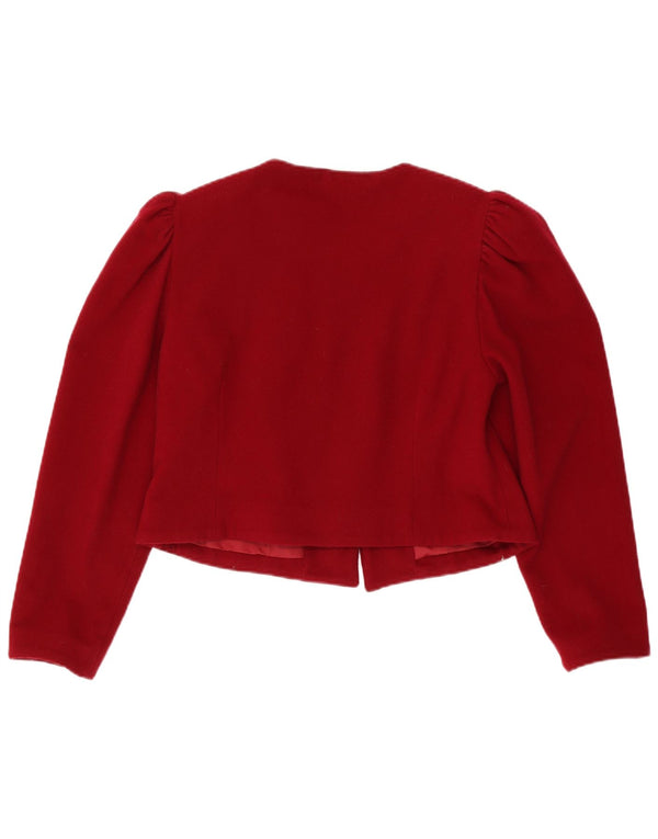 vintage Femme 3 Bouton Crop Blazer Veste IT 44 Laine Rouge Moyen
