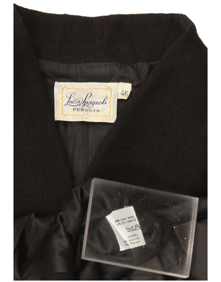 Luisa Spagnoli Veste Blazer 3 Boutons Femme IT 46 Large Laine Noire