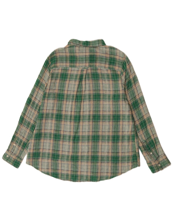 Fat Face Chemise en flanelle pour femme UK 16 Grand coton à carreaux vert