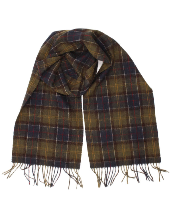 Barbour Écharpe rectangulaire pour homme Taille unique Kaki Plaid Lambswool Classique