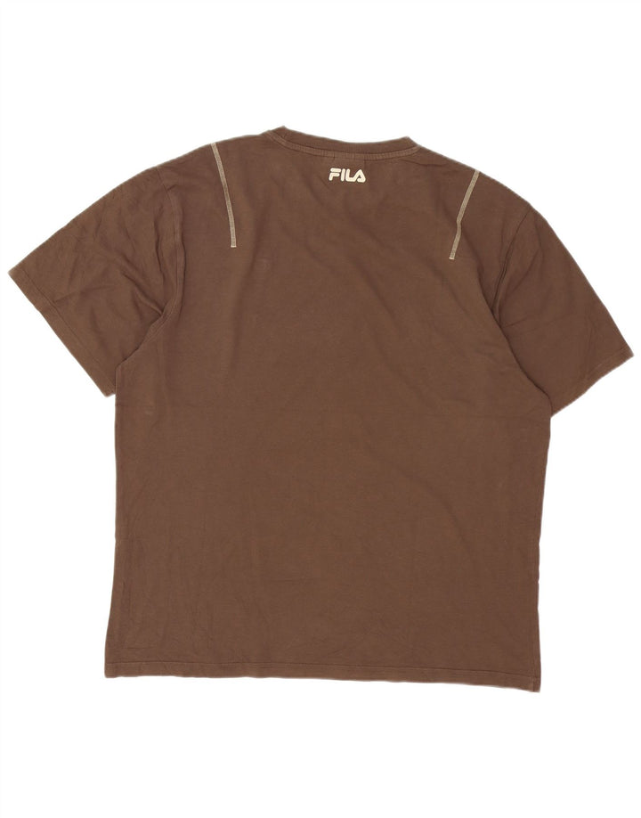 Fila T-Shirt Homme Haut Large Marron Coton