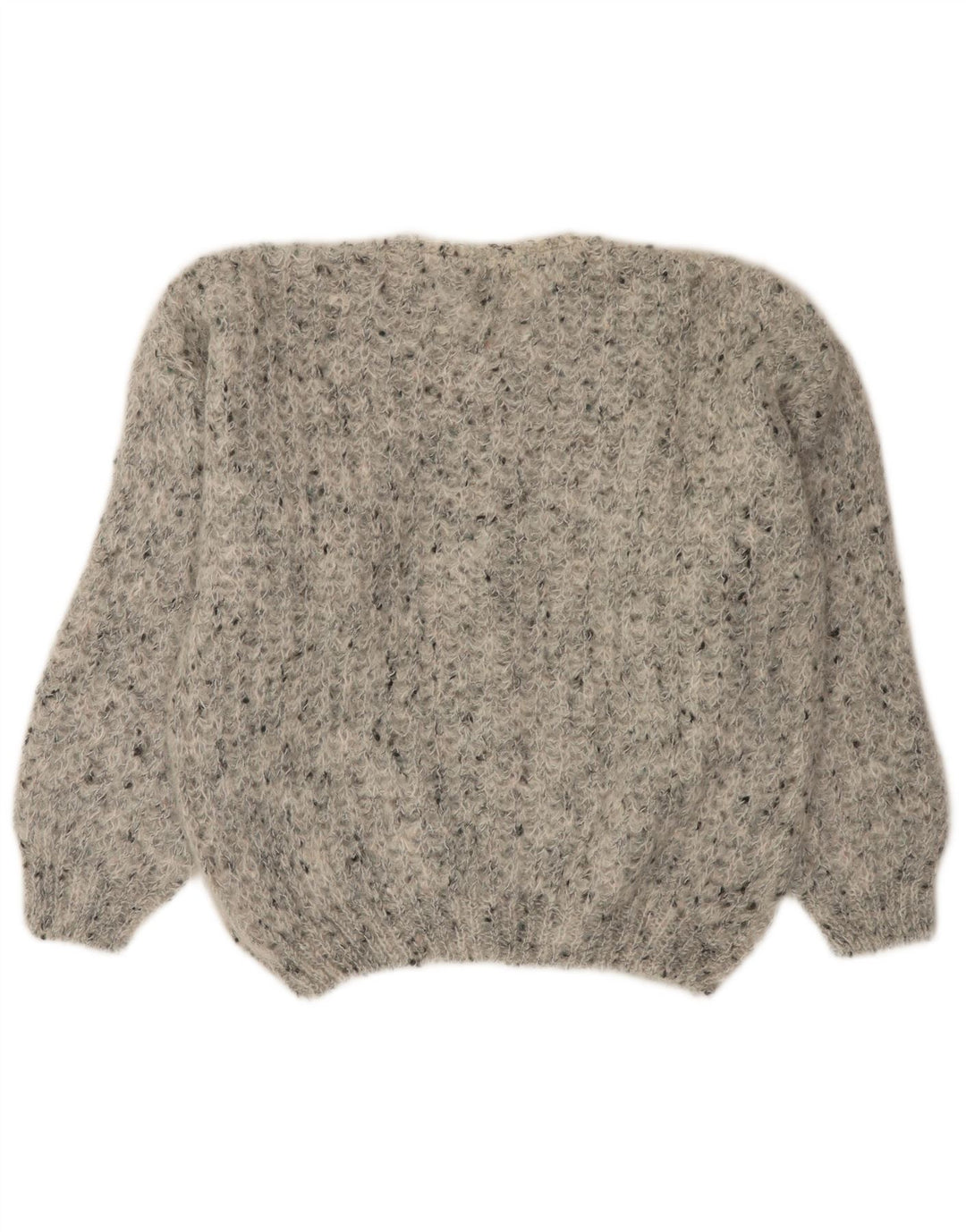VINTAGE Femme Pull Cardigan Oversize UK 18 XL Gris Moucheté