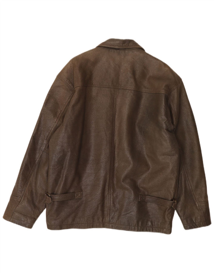 veste en cuir homme vintage UK 38 Cuir kaki moyen