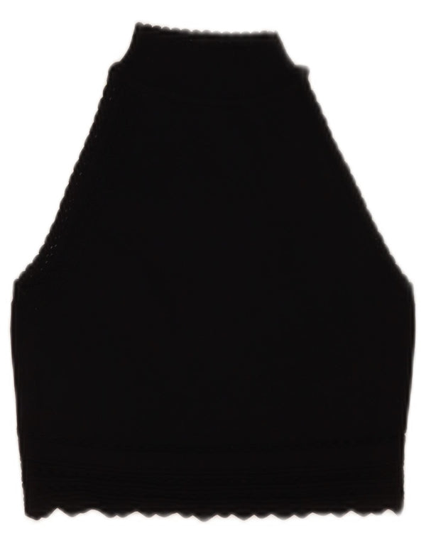 Zara Womens Crop Vest Débardeur UK 8 Petit Noir