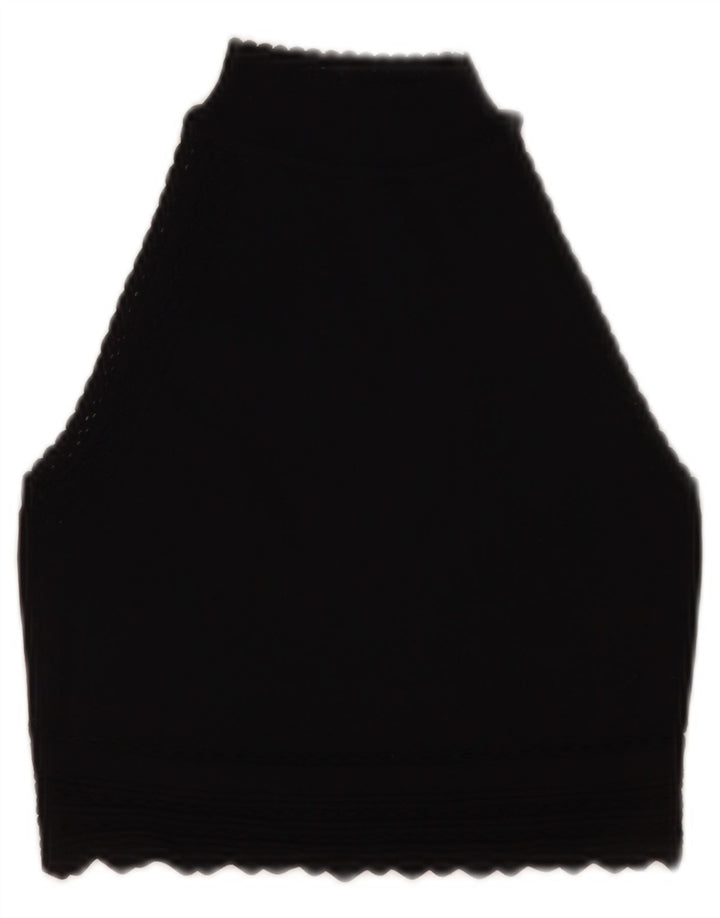 Zara Womens Crop Vest Débardeur UK 8 Petit Noir
