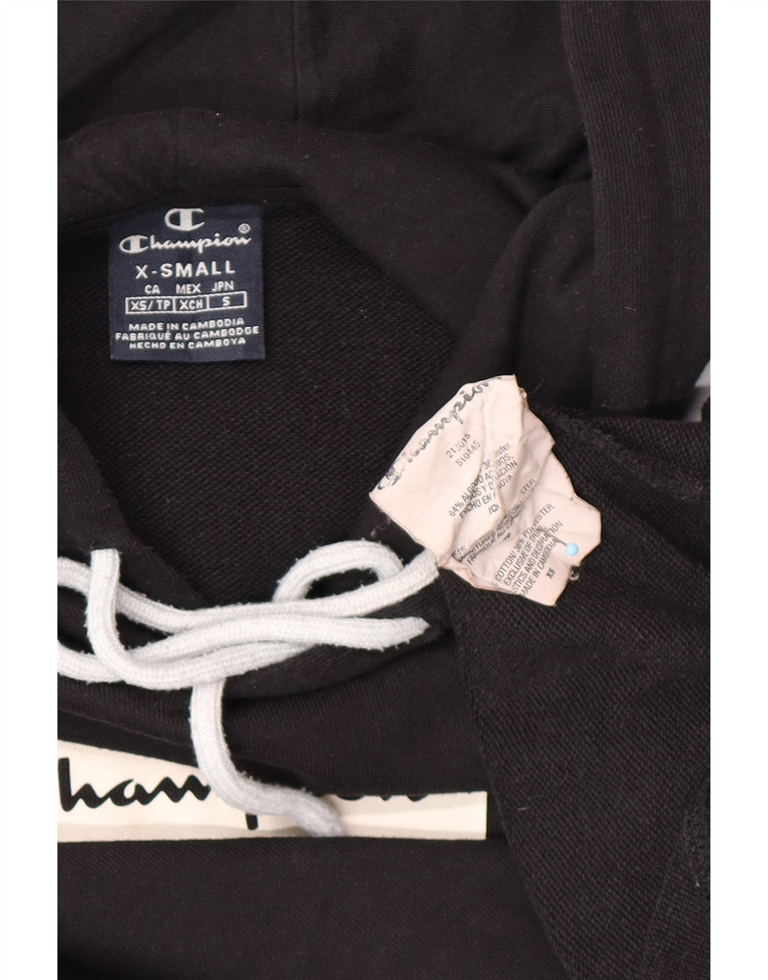 CHAMPION Pull à capuche graphique coupe ample pour homme XS en coton color block noir