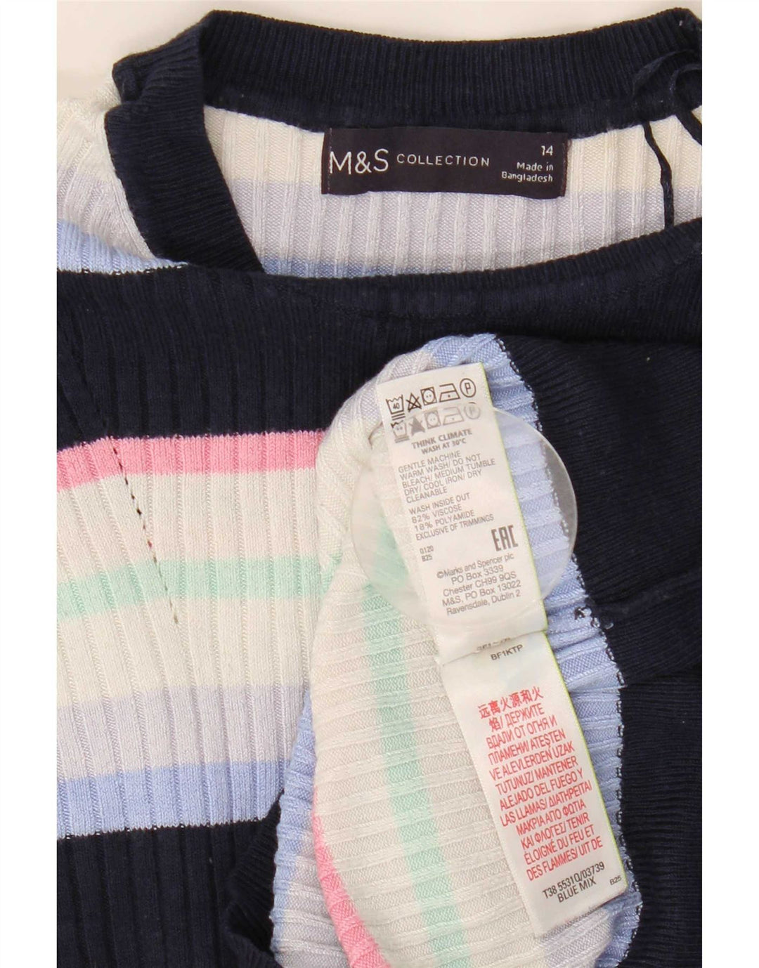 Marks & Spencer Pull col bateau pour femme UK 14 Bleu marine moyen