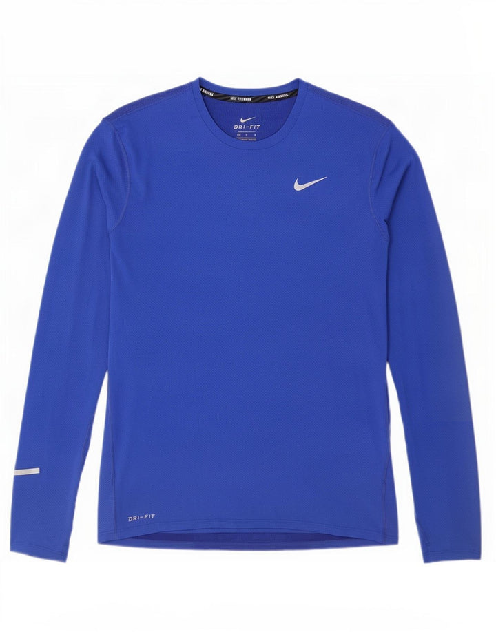 Nike Haut Dri Fit à manches longues pour homme Bleu moyen Polyester
