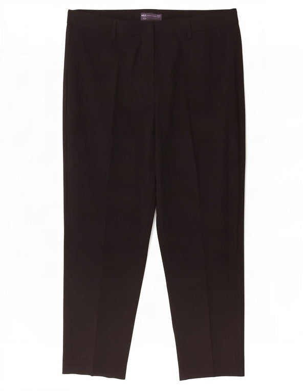 Marks & Spencer Pantalon court taille haute pour femme UK 18 XL W36 L24 Noir
