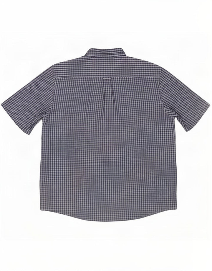 James Pringle Chemise à manches courtes pour homme XL Bleu marine à carreaux en polyester