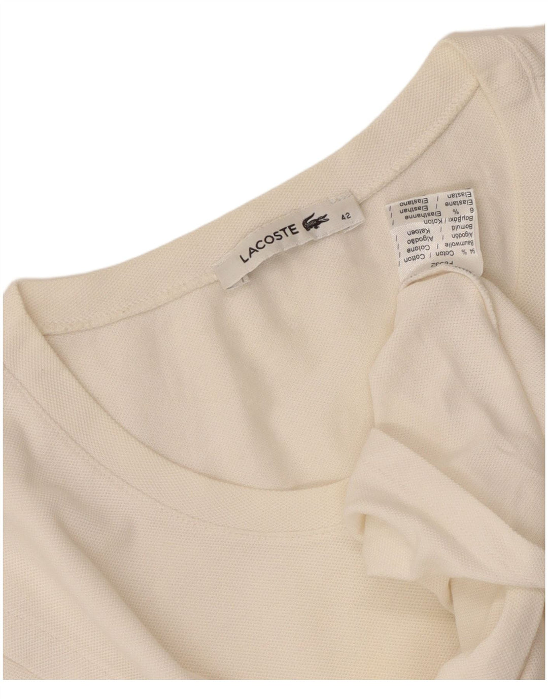 Lacoste T-Shirt Femme Top Taille 42 Grand Coton Blanc