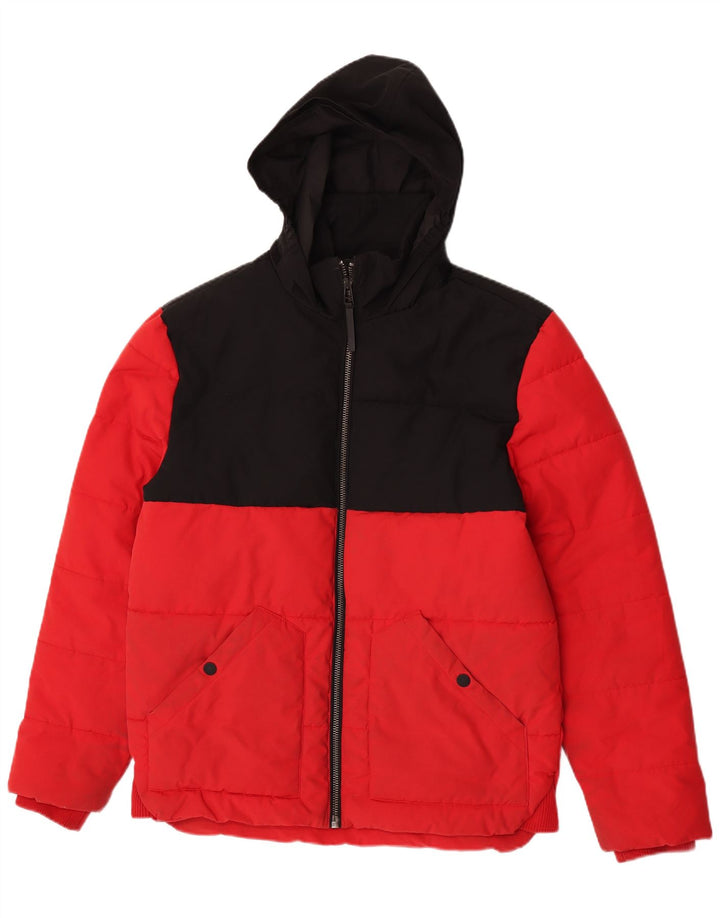 Marks & Spencer Veste matelassée à capuche pour homme UK 38 Rouge moyen Colourblock