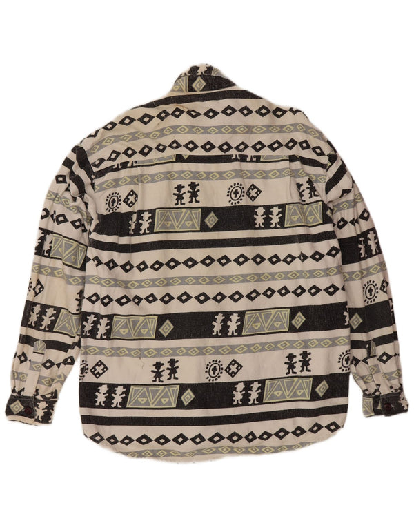 VINTAGE Chemise en flanelle de bûcheron pour hommes grand coton géométrique gris