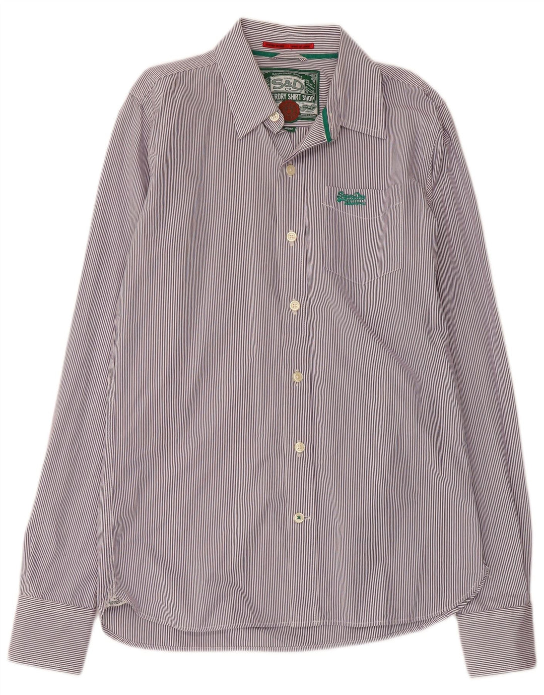 SUPERDRY Chemise Homme Violet Moyen à Fines Rayures en Coton
