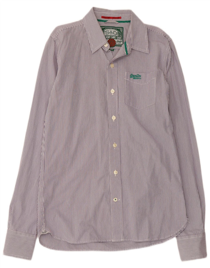 SUPERDRY Chemise Homme Violet Moyen à Fines Rayures en Coton