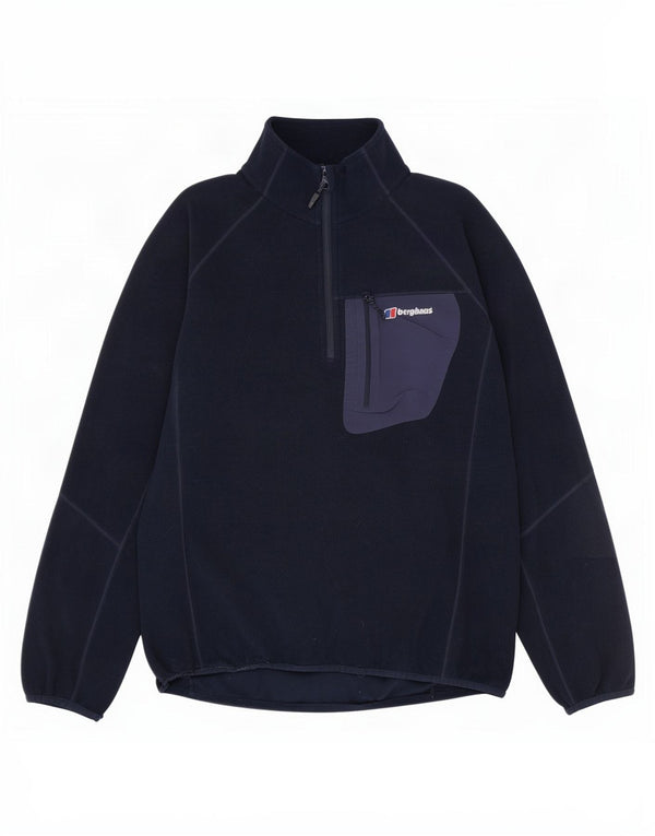 Berghaus Pull polaire à col zippé pour homme, grand, bleu marine, polyester