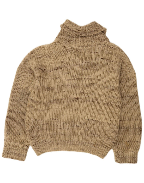 vintage Mens Shawl Neck Jumper Pull Grand Beige Rayé