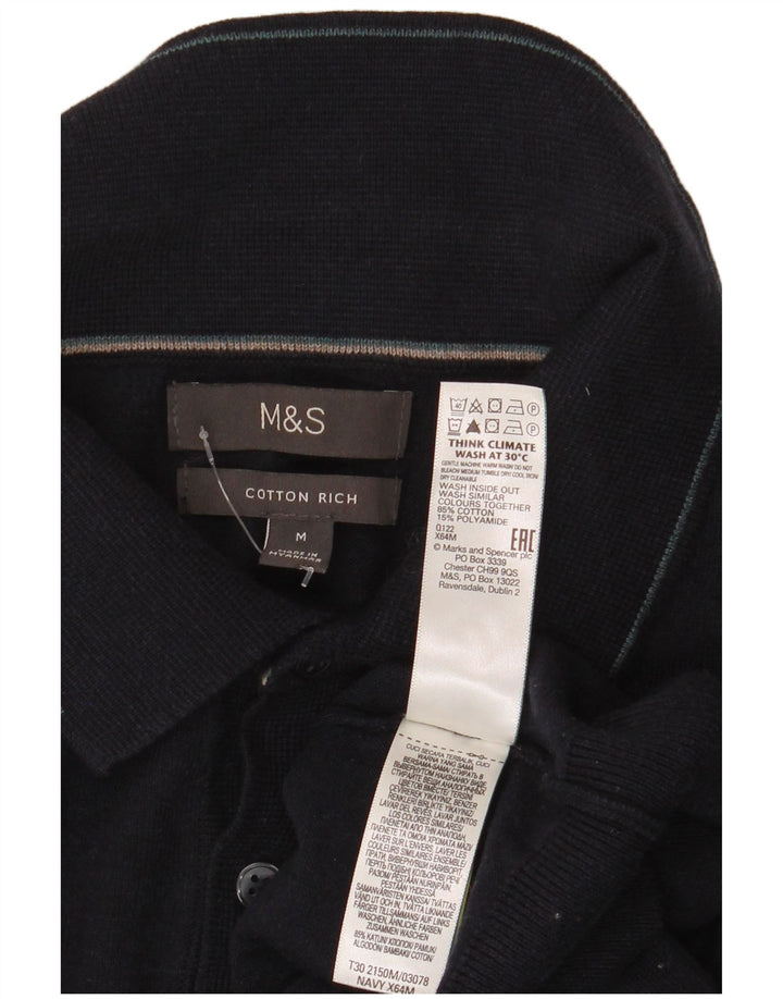 Marks & Spencer Pull col polo homme bleu marine moyen coton