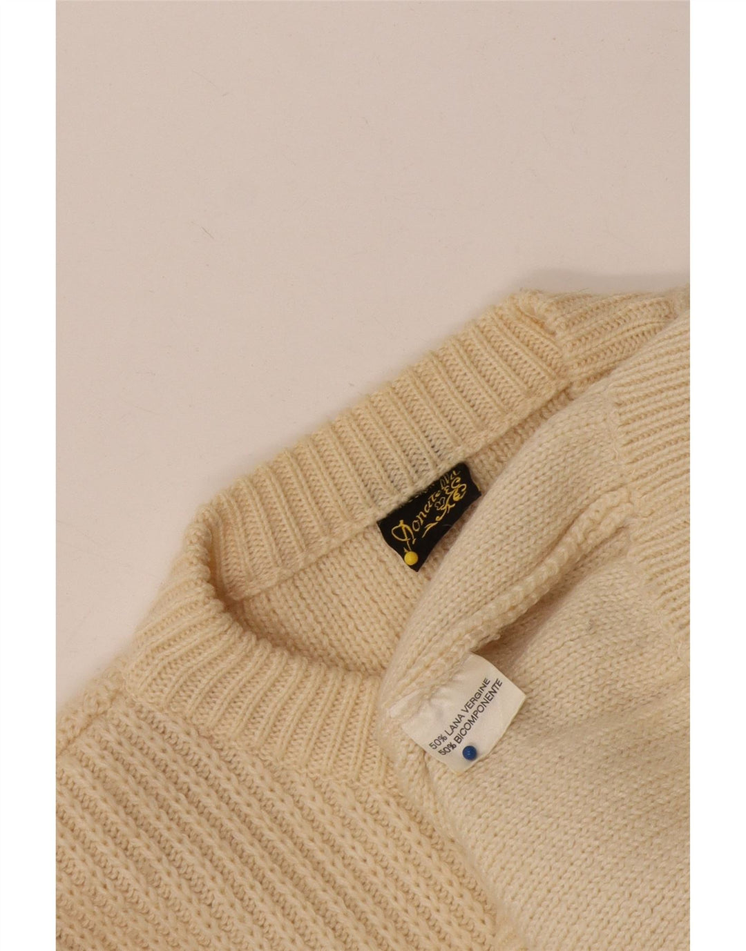 Donatella Pull Cardigan Femme UK 16 Grande Laine Vierge Beige