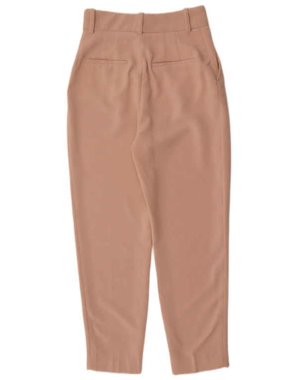 Zara Pantalon décontracté taille haute fuselé pour femme Petit W26 L28 Beige