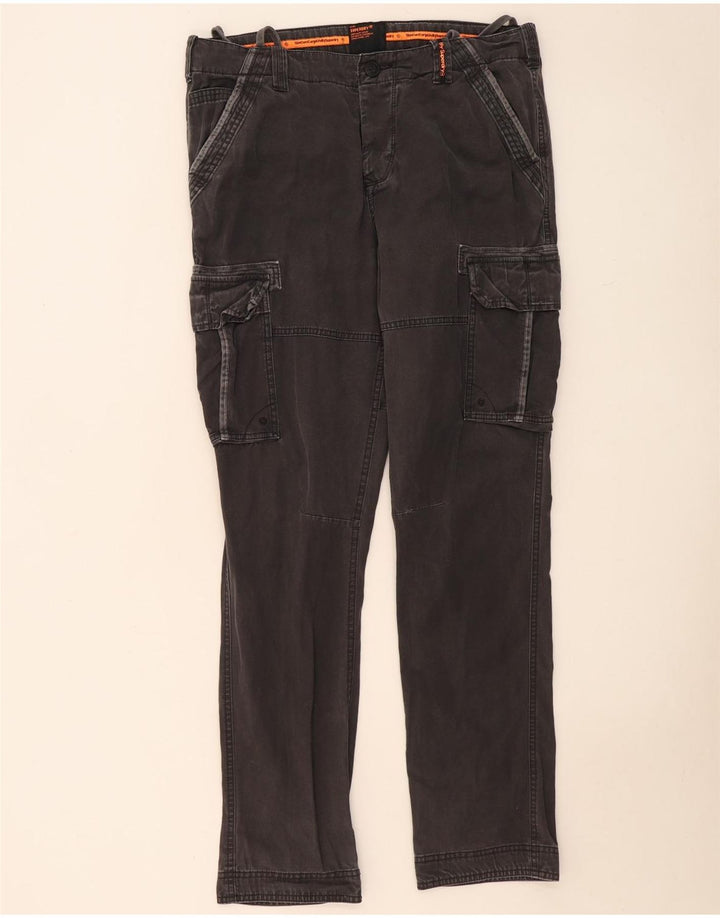 SUPERDRY Pantalon Cargo Slim Homme Large W36 L33 Gris Coton