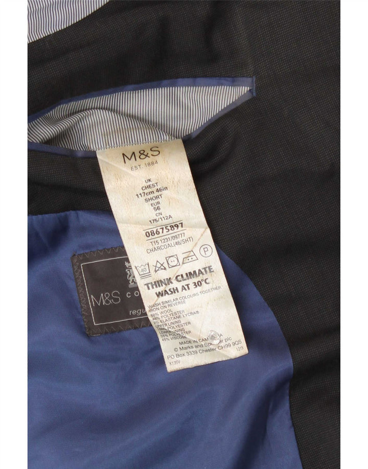 Marks & Spencer Veste blazer coupe régulière à 2 boutons pour homme UK 46 XL Laine grise