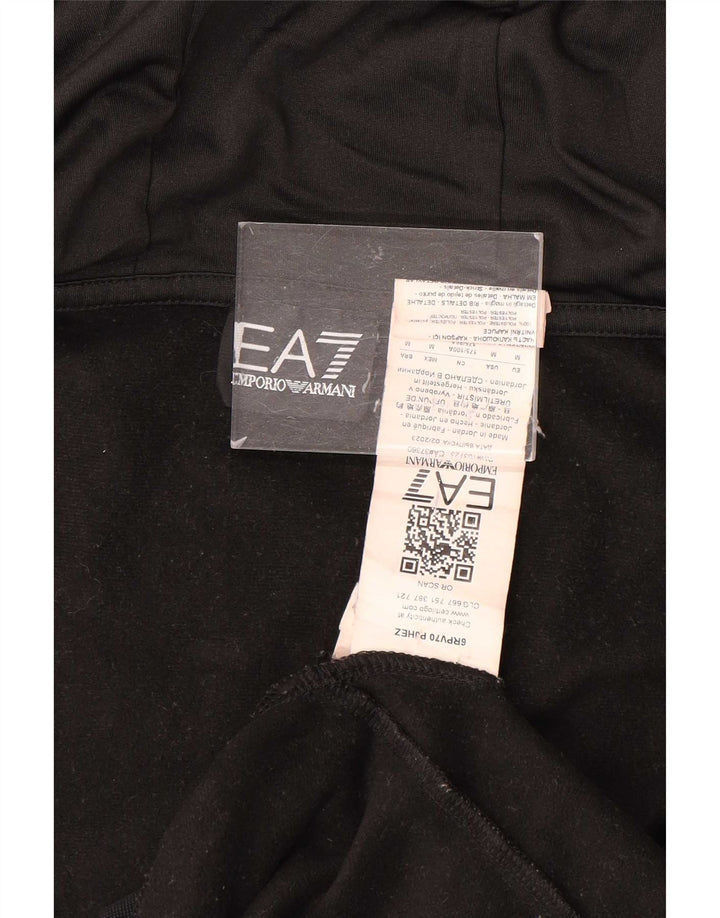 Emporio Armani Pull à capuche zippé graphique pour homme en polyester noir moyen
