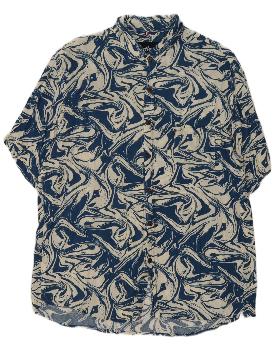 Chemise à manches courtes à motif abstrait pour hommes sans cœur 2XL en coton bleu marine
