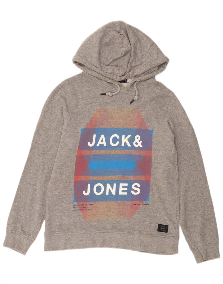 JACK & JONES Pull à Capuche Graphique Homme Gris Moyen Coton