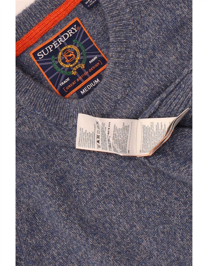 Superdry Pull à col rond en laine d'agneau mouchetée bleu moyen
