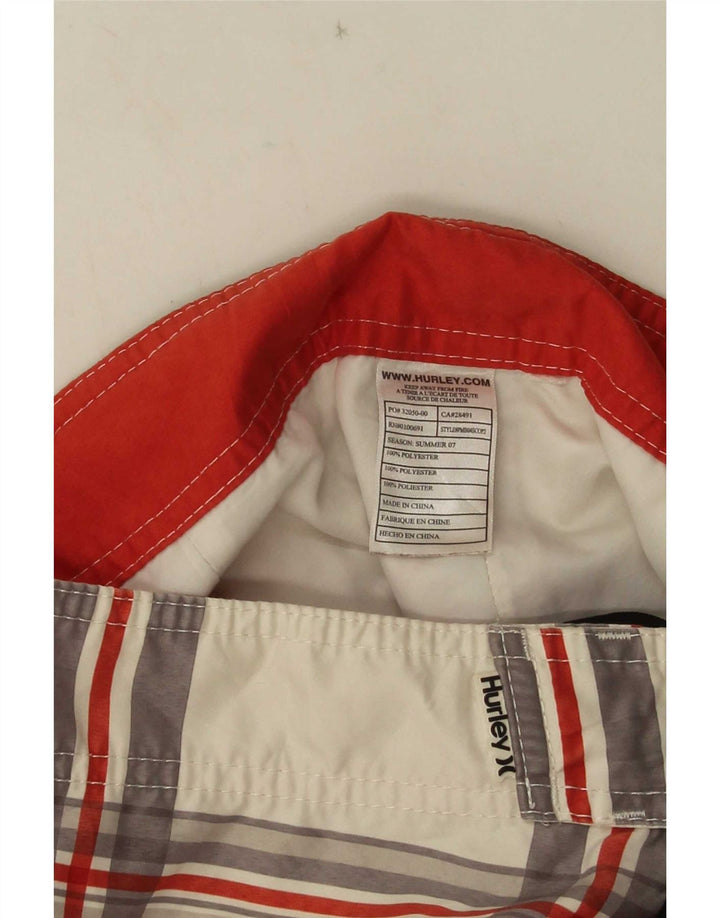 Hurley Short de bain graphique pour homme en polyester à carreaux blancs
