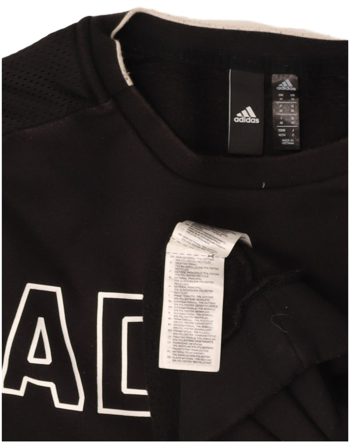ADIDAS Mens Graphic Sweatshirt Jumper Medium Black Cotton