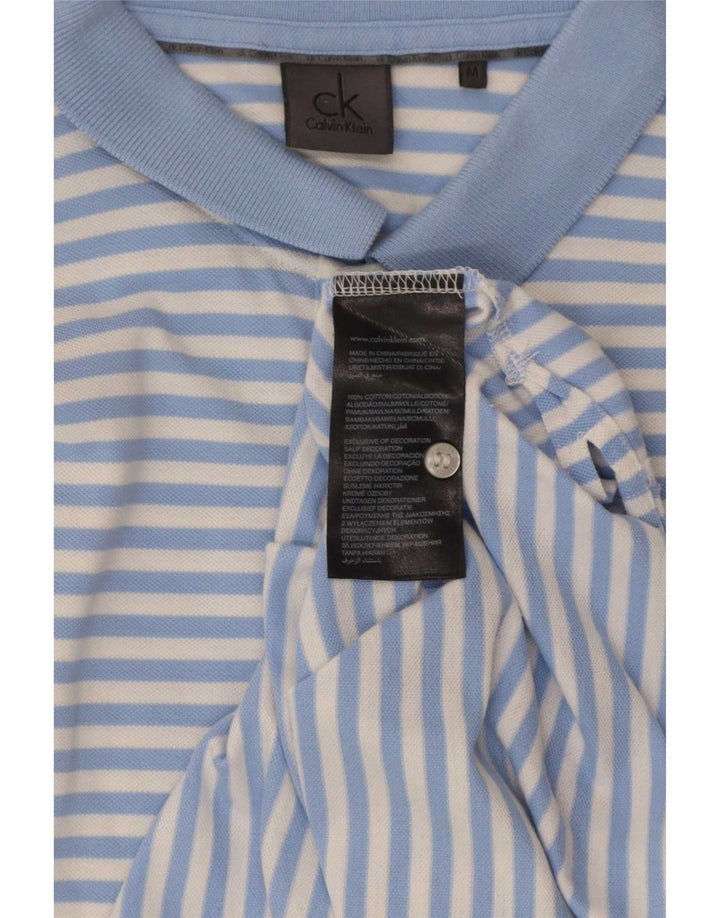 Calvin Klein Polo à manches courtes pour homme, coupe régulière, bleu moyen rayé
