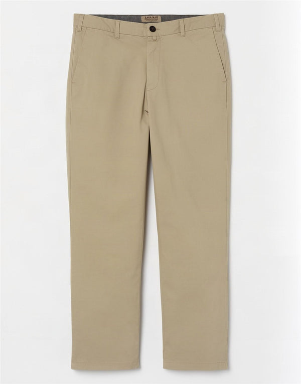Zara Pantalon Chino Droit Homme EU 42 Large W32 L30 Beige
