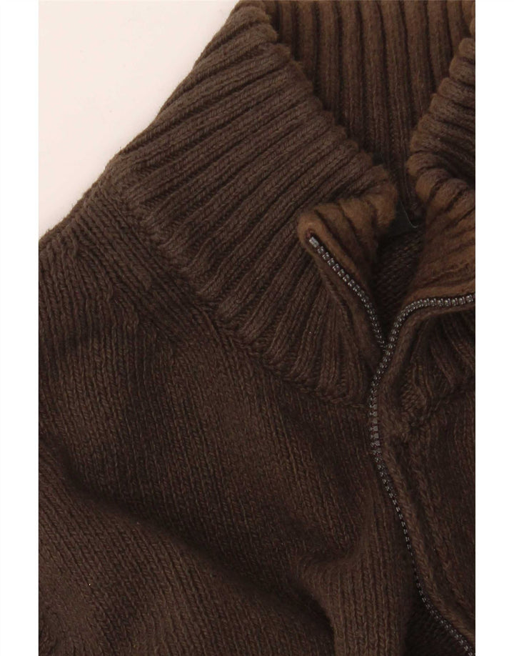 Murphy & Nye Hommes Sailmakers Cardigan Pull Petit Marron Coton