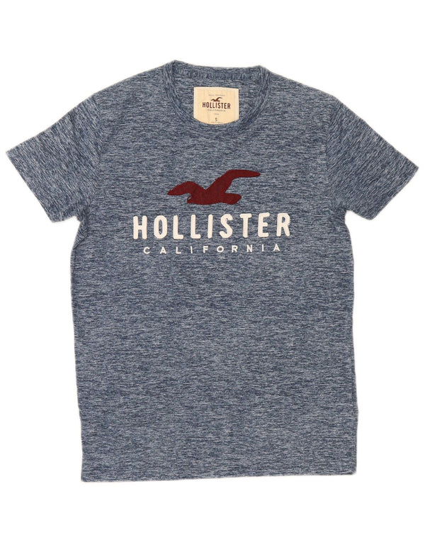 Hollister Homme Graphic T-Shirt Top Small Bleu Marine Moucheté Coton