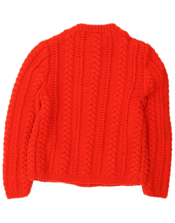 vintage Femme Cardigan Pull UK 14 Rouge Moyen
