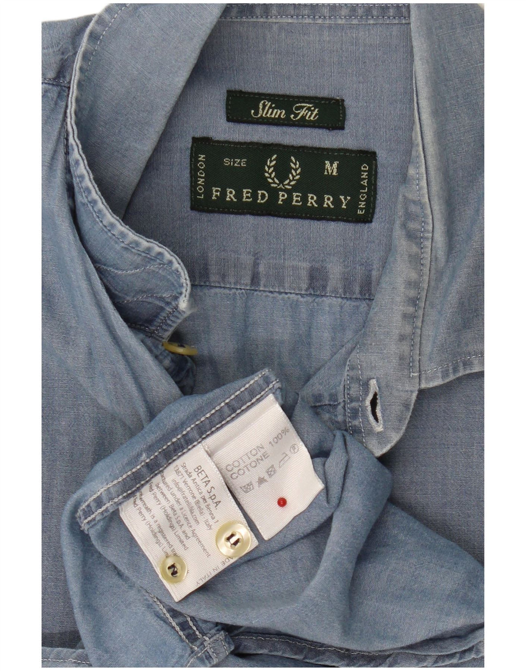 Fred Perry Chemise Slim Fit Homme Bleu Moyen Coton