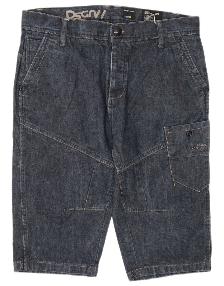 Short en jean cargo vintage pour homme W32 bleu marine moyen
