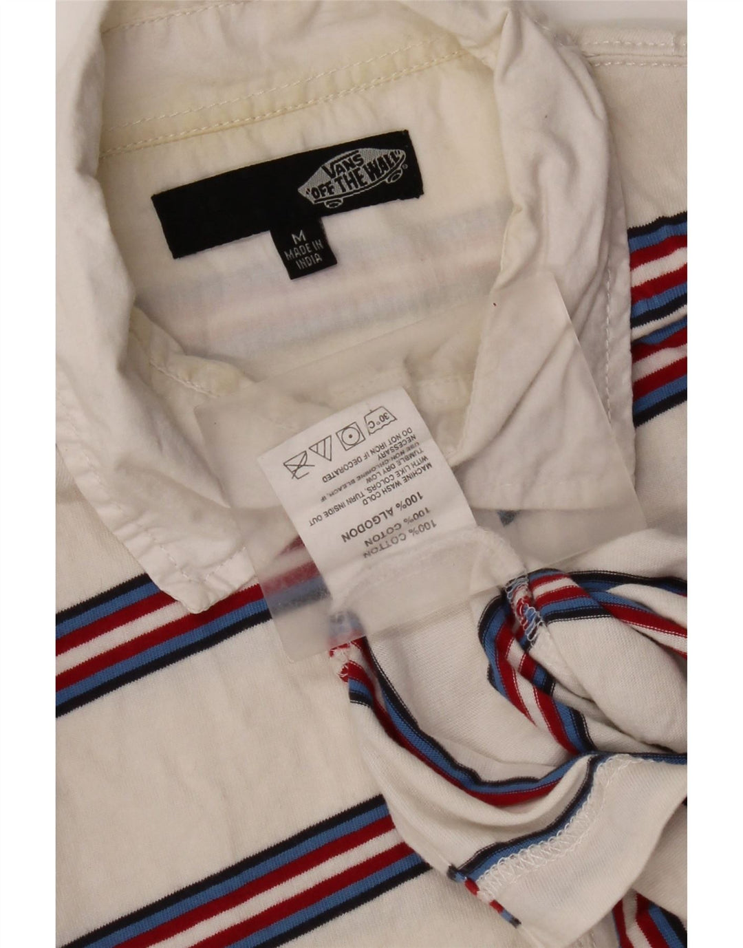 Vans Polo Homme Coton Rayé Blanc Moyen