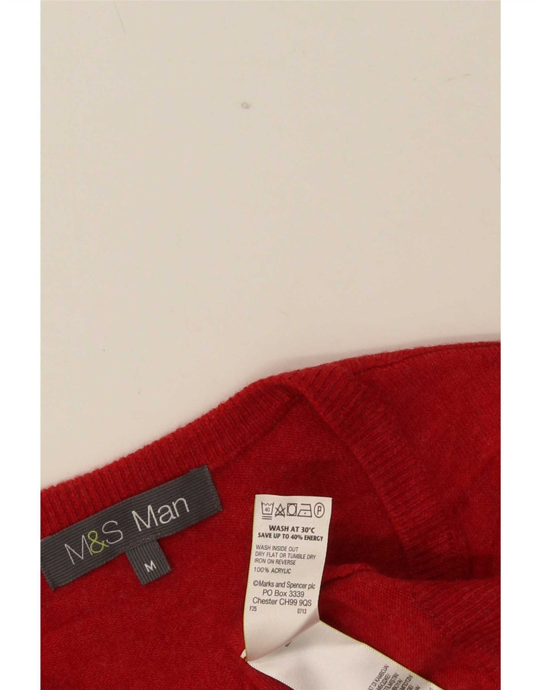 Marks & Spencer Pull Col V Homme Rouge Moyen Acrylique