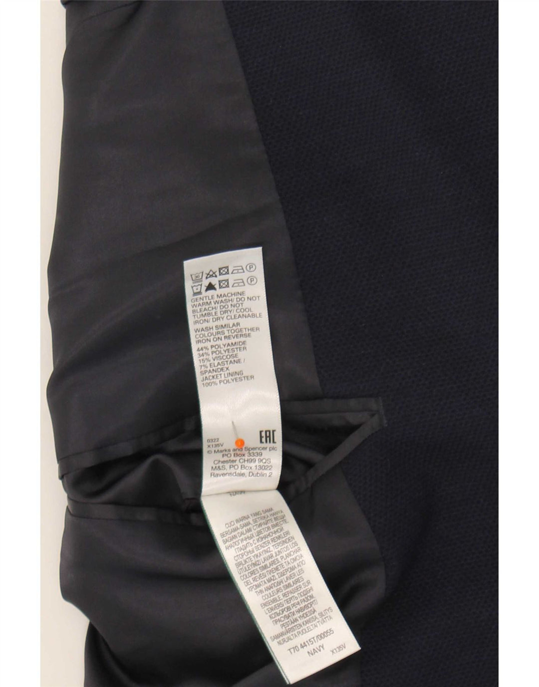 Marks & Spencer Veste blazer à 2 boutons pour homme UK 48 4XL Bleu marine Polyamide