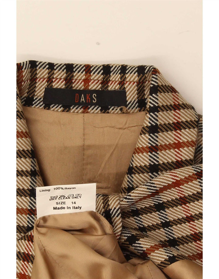 DAKS Veste blazer à 2 boutons pour femme UK 14 à carreaux multicolores moyens